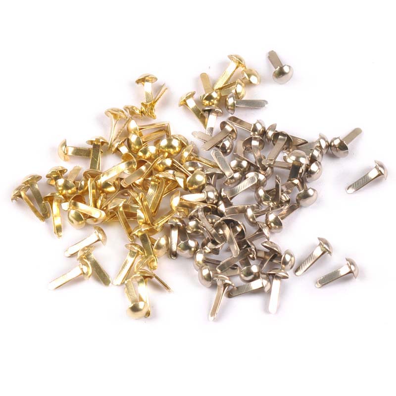 Embellishments For Scrapbooking - 100 Chiếc Phối Bạc/Vàng Tròn Brad