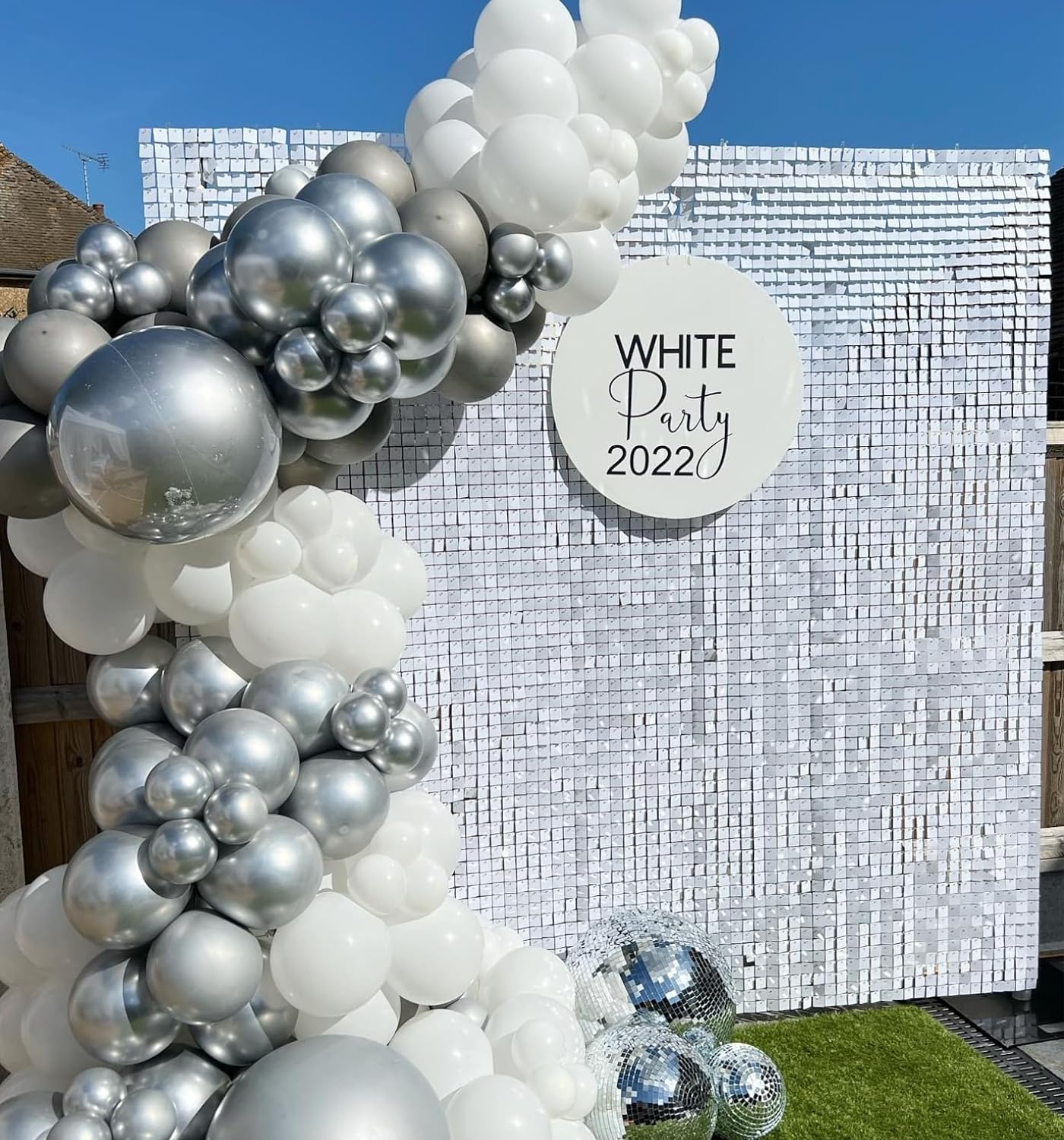 Sequin Fabric Panel - 9/12/16/18pcs White Sequin Shimmer Wall Panels