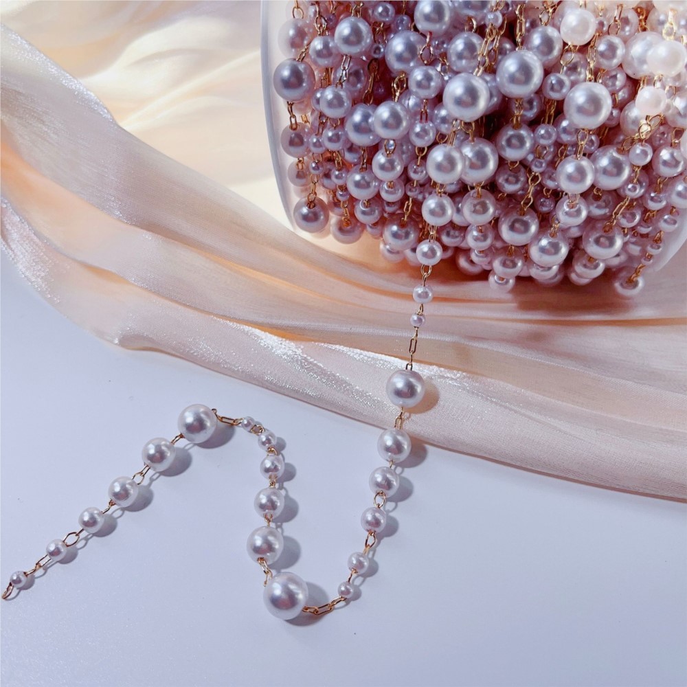 1meter 3-8mm Faux Pearl Beadin - đánh giá và giá Pearl Trim Chain