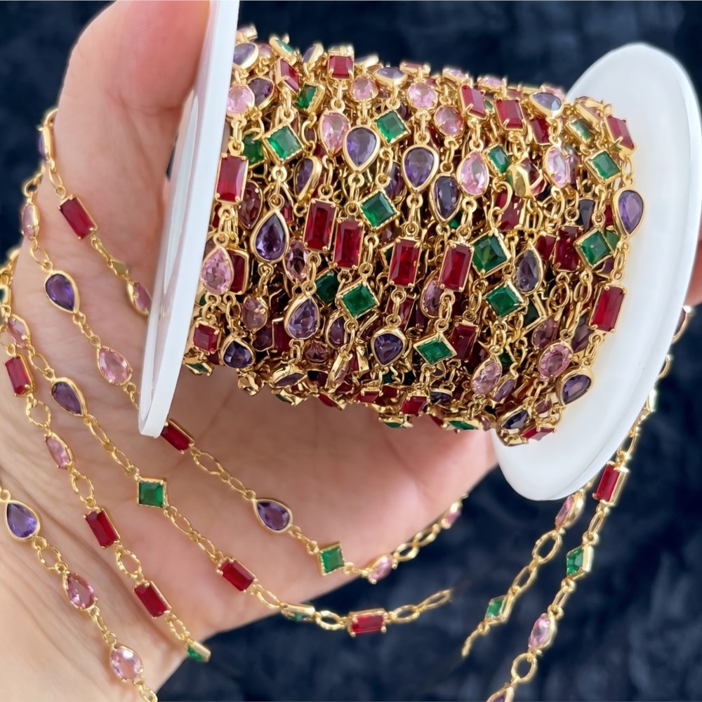 1meter Mix Colored Rectangular - đánh giá và giá Pearl Trim Chain