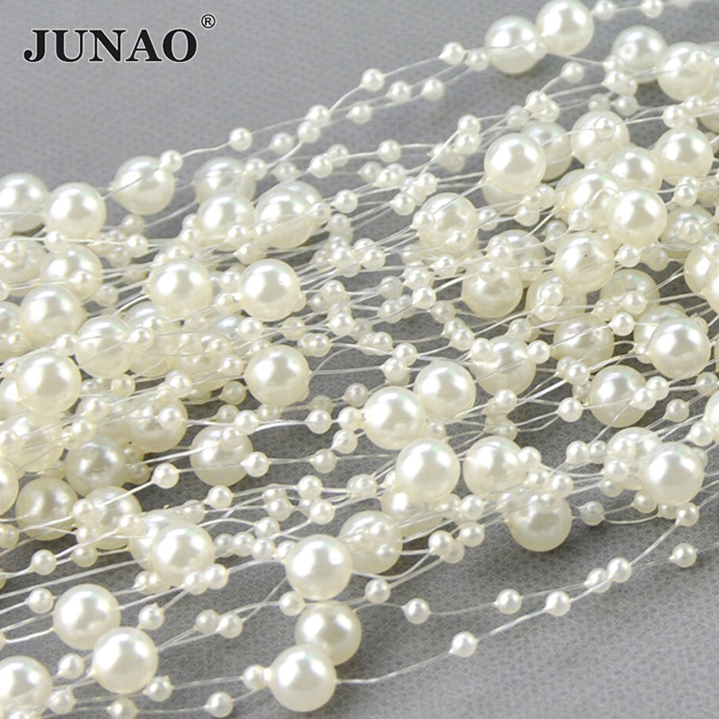 JUNAO 20 Meter 3+8mm White Rou - đánh giá và giá Pearl Trim Chain