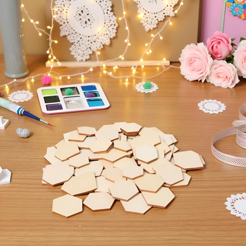 50PCS 4CM Unfinished Wood Hexa - đánh giá và giá Embellish Craft