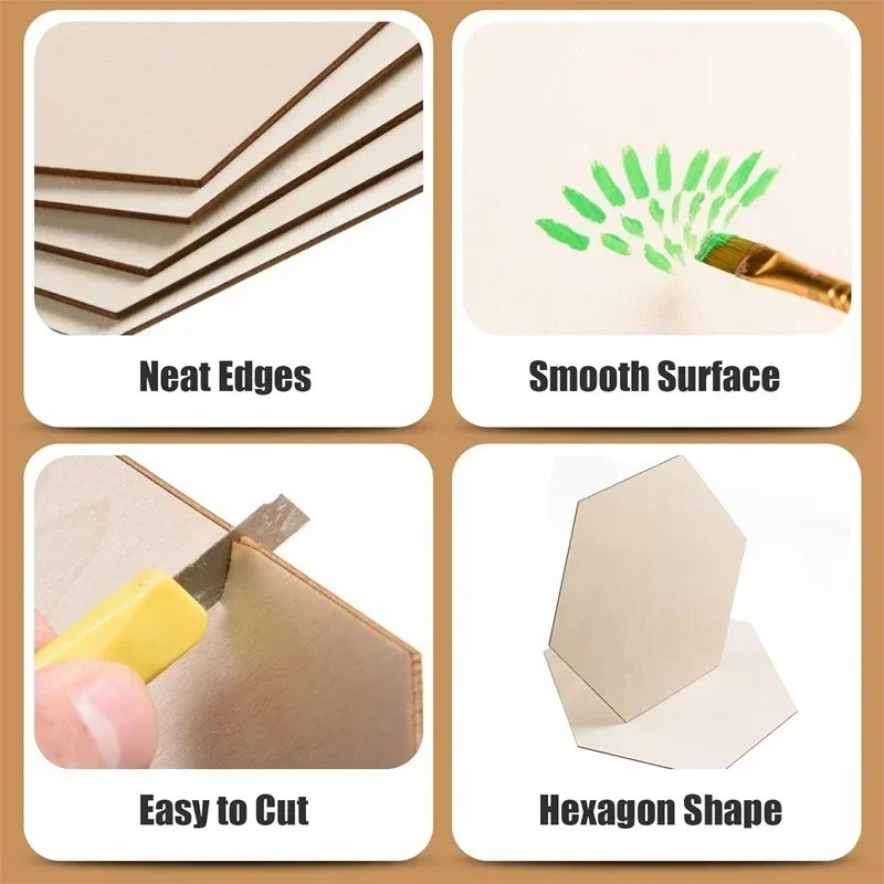 10-120mm Wooden Hexagon Blank  - đánh giá và giá Embellish Craft