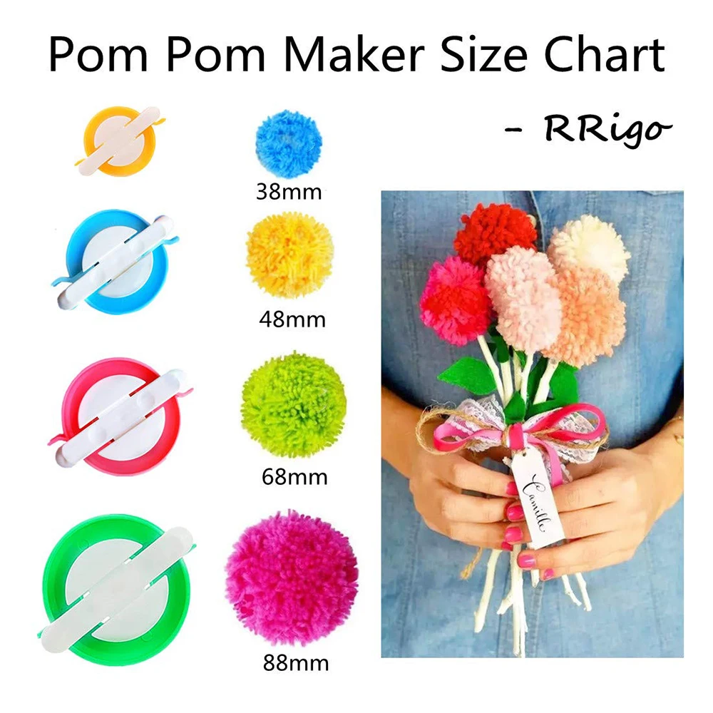 4-Size Pom Pom Maker Kit with  - đánh giá và giá Pom Pom Maker Tool