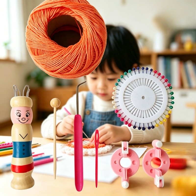 Wooden Doll French Knitter Kid - đánh giá và giá Pom Pom Maker Tool